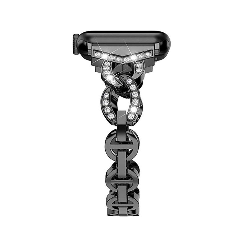 Glimrende Apple Watch Series 5 44mm Metal og Rhinsten Rem - Sort#serie_1