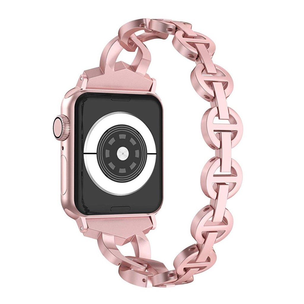 Glimrende Apple Watch Series 5 44mm Metal og Rhinsten Rem - Pink#serie_3
