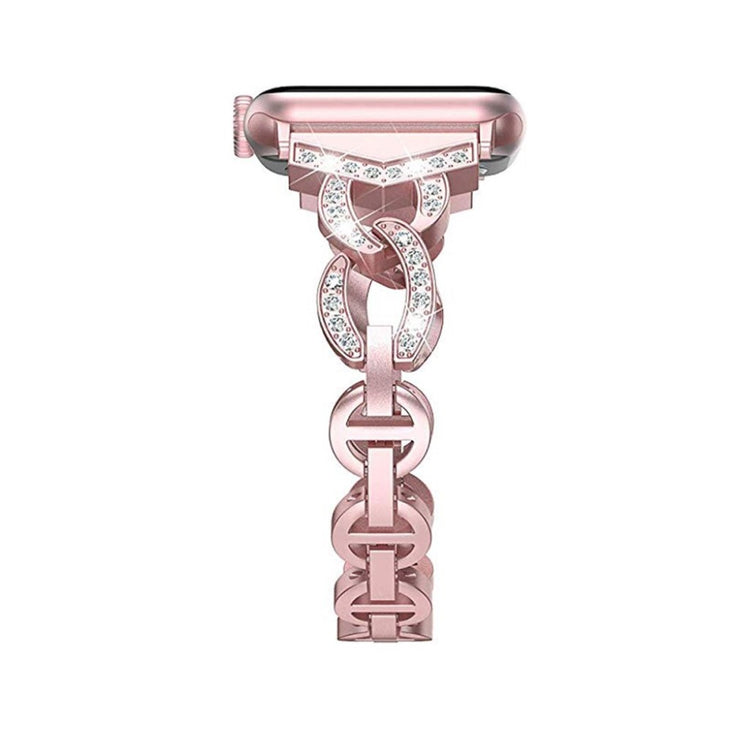 Glimrende Apple Watch Series 5 44mm Metal og Rhinsten Rem - Pink#serie_3