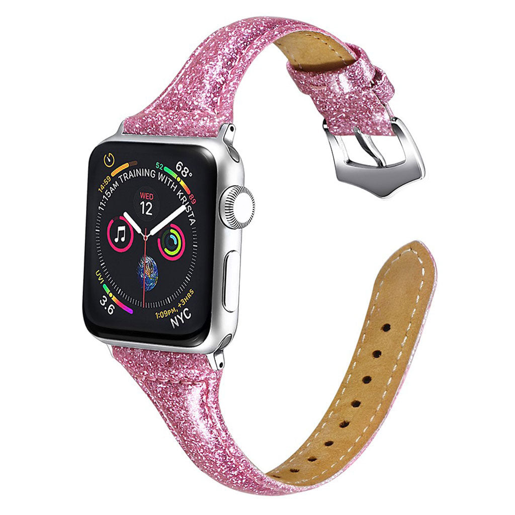 Mega pænt Apple Watch Series 5 44mm Ægte læder Rem - Pink#serie_1