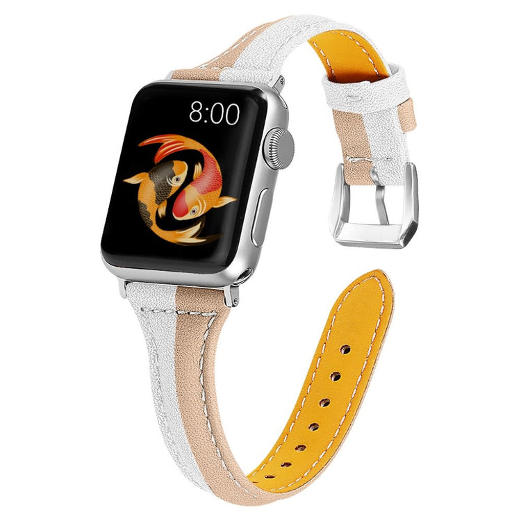 Vildt rart Apple Watch Series 5 44mm Ægte læder Rem - Hvid#serie_3