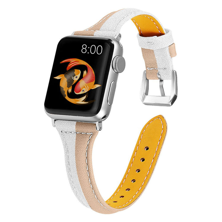 Vildt rart Apple Watch Series 5 44mm Ægte læder Rem - Hvid#serie_3