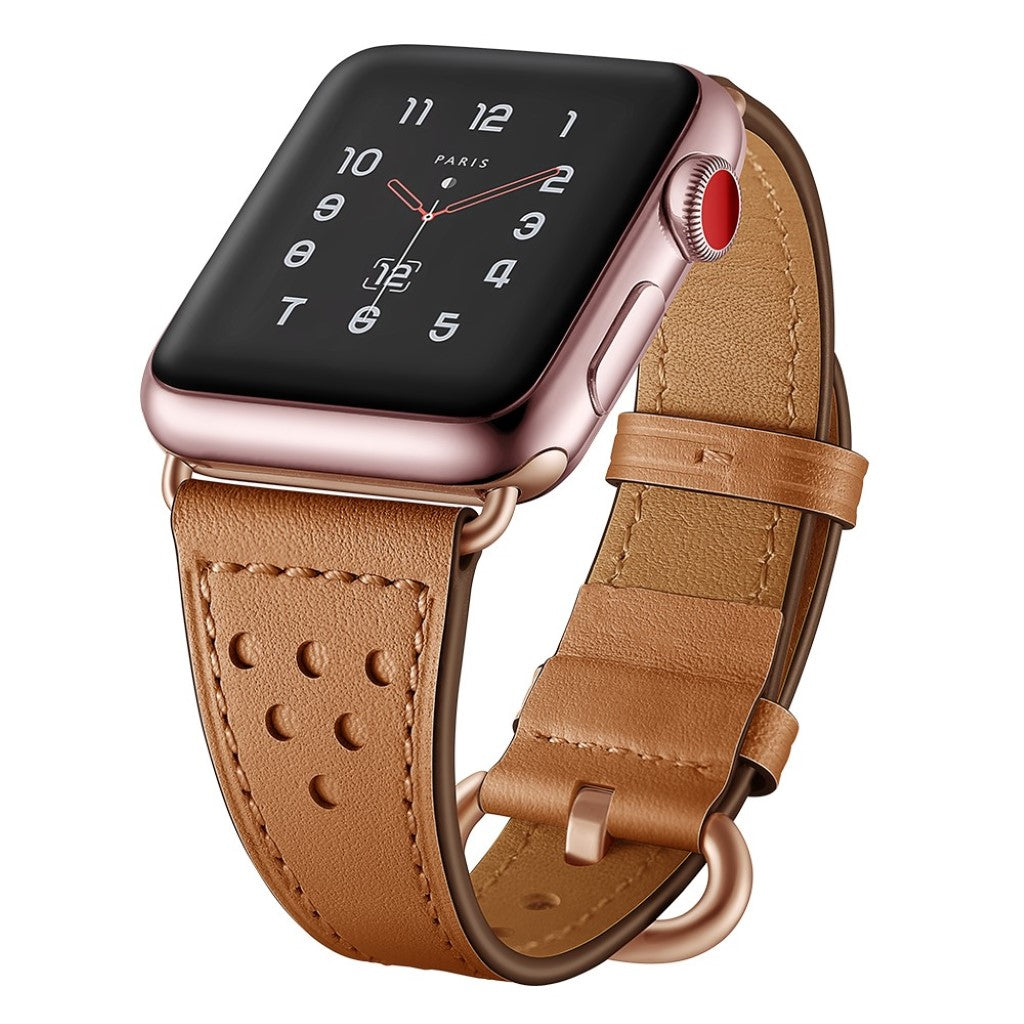  Apple Watch Series 5 44mm / Apple Watch 44mm Ægte læder Rem - Brun#serie_1
