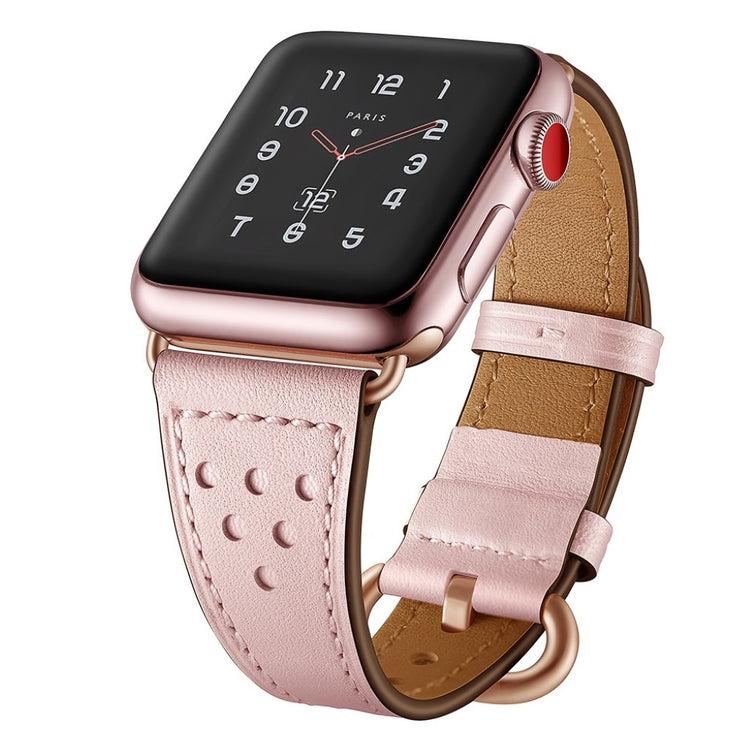  Apple Watch Series 5 44mm / Apple Watch 44mm Ægte læder Rem - Pink#serie_3