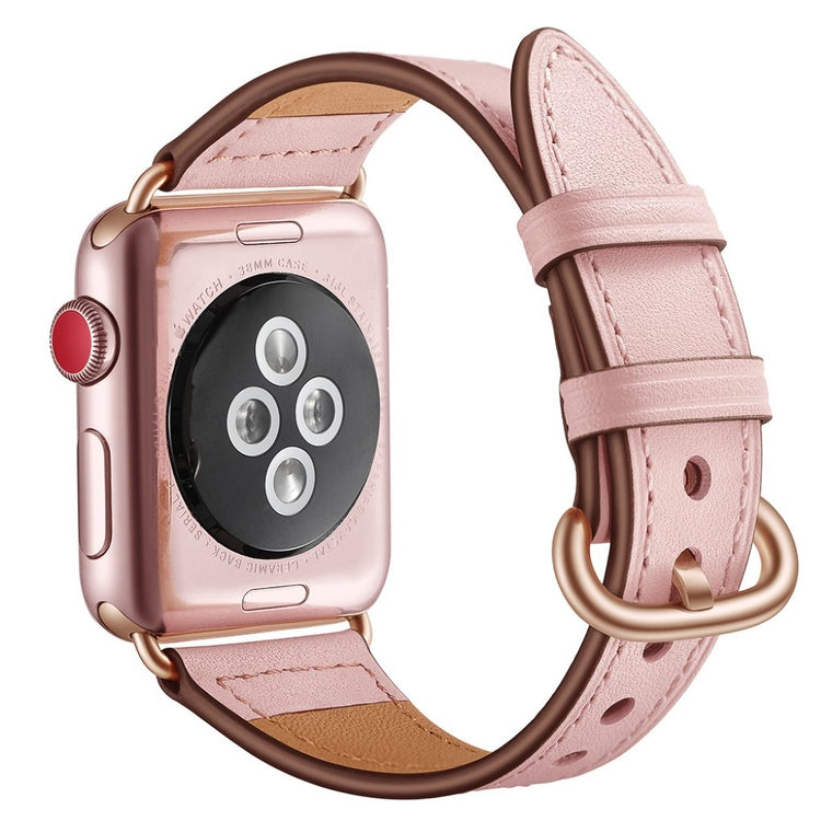  Apple Watch Series 5 44mm / Apple Watch 44mm Ægte læder Rem - Pink#serie_3