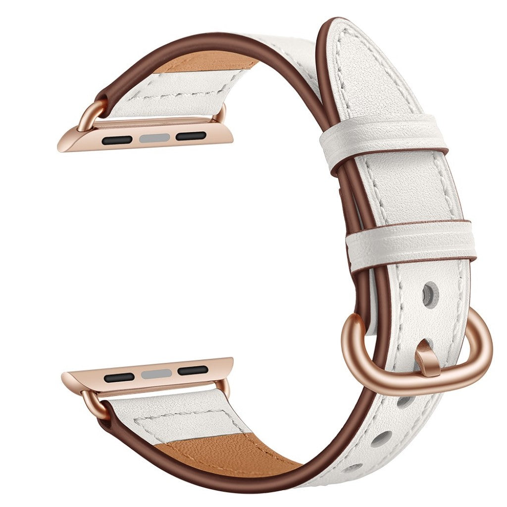  Apple Watch Series 5 44mm / Apple Watch 44mm Ægte læder Rem - Hvid#serie_4