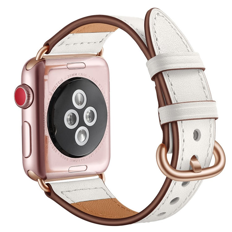 Apple Watch Series 5 44mm / Apple Watch 44mm Ægte læder Rem - Hvid#serie_4