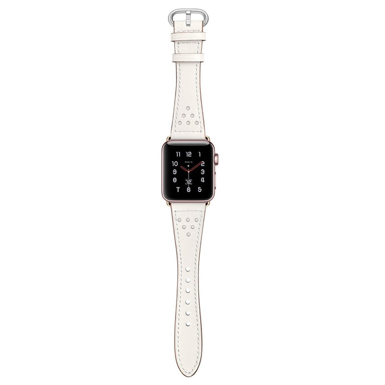  Apple Watch Series 5 44mm / Apple Watch 44mm Ægte læder Rem - Hvid#serie_4