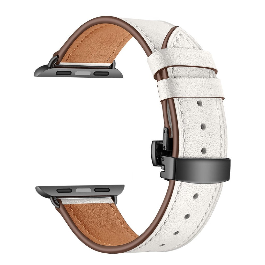  Apple Watch Series 5 44mm / Apple Watch 44mm Ægte læder Rem - Hvid#serie_1