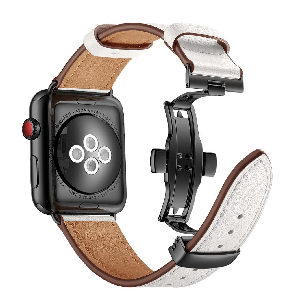  Apple Watch Series 5 44mm / Apple Watch 44mm Ægte læder Rem - Hvid#serie_1