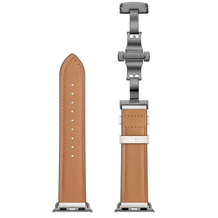 Apple Watch Series 5 44mm / Apple Watch 44mm Ægte læder Rem - Hvid#serie_1