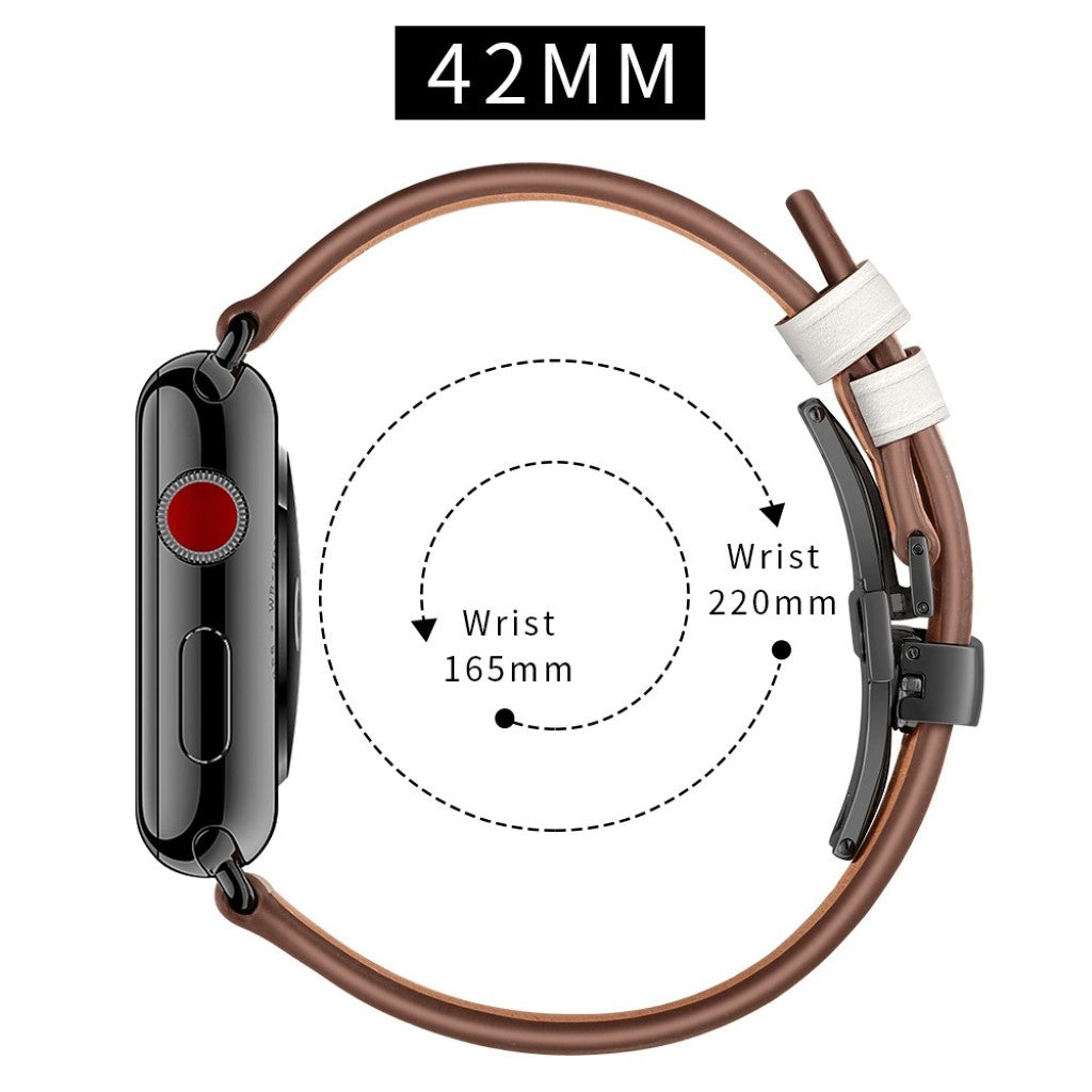  Apple Watch Series 5 44mm / Apple Watch 44mm Ægte læder Rem - Hvid#serie_1