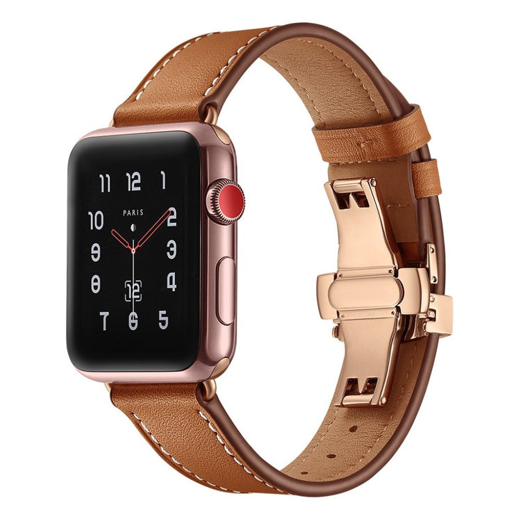  Apple Watch Series 5 44mm / Apple Watch 44mm Ægte læder Rem - Brun#serie_11