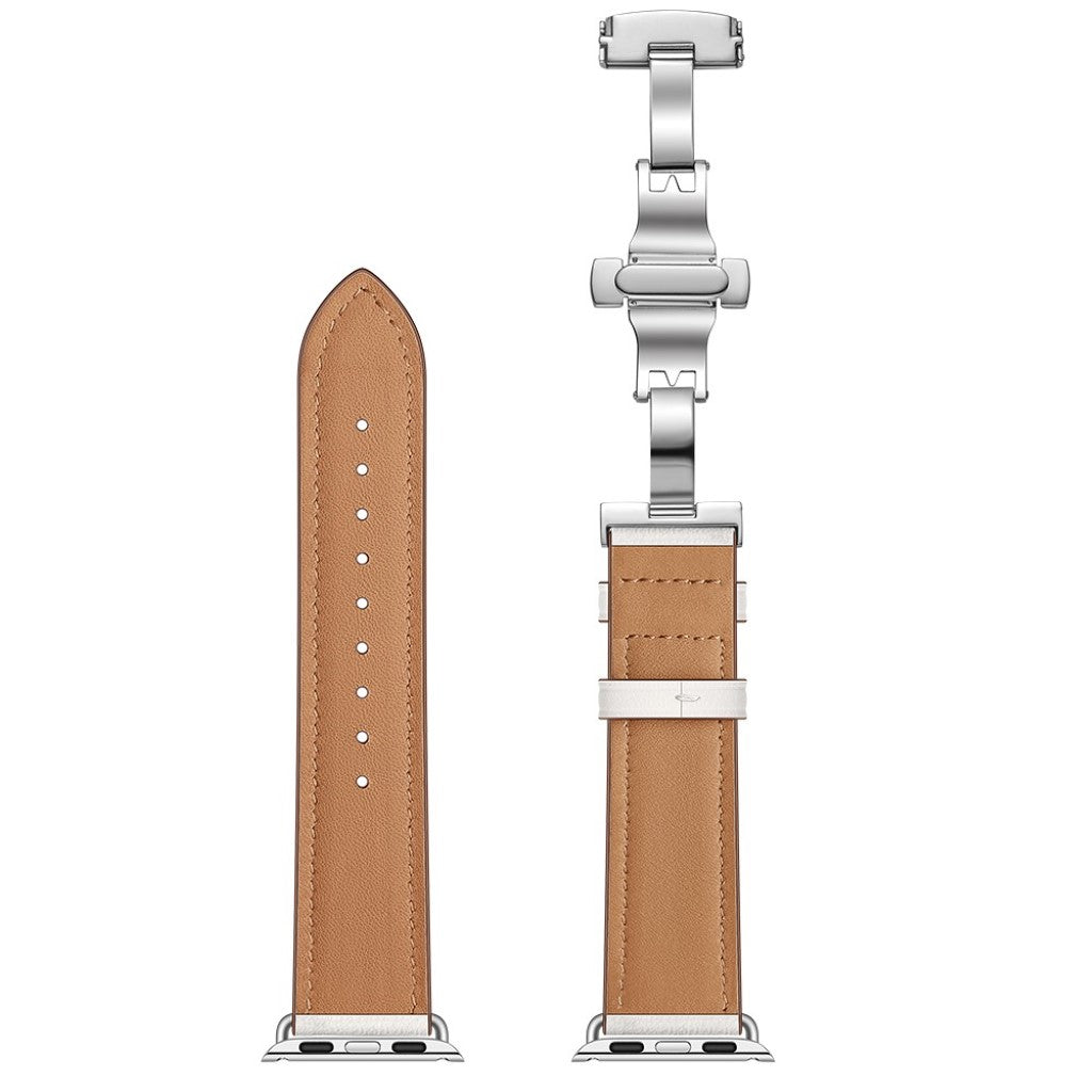  Apple Watch Series 5 44mm / Apple Watch 44mm Ægte læder Rem - Hvid#serie_13