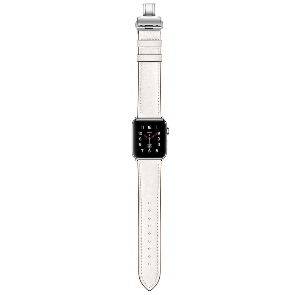  Apple Watch Series 5 44mm / Apple Watch 44mm Ægte læder Rem - Hvid#serie_13