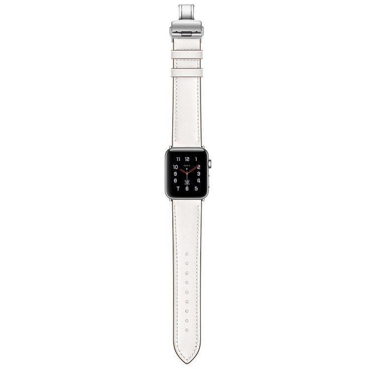  Apple Watch Series 5 44mm / Apple Watch 44mm Ægte læder Rem - Hvid#serie_13