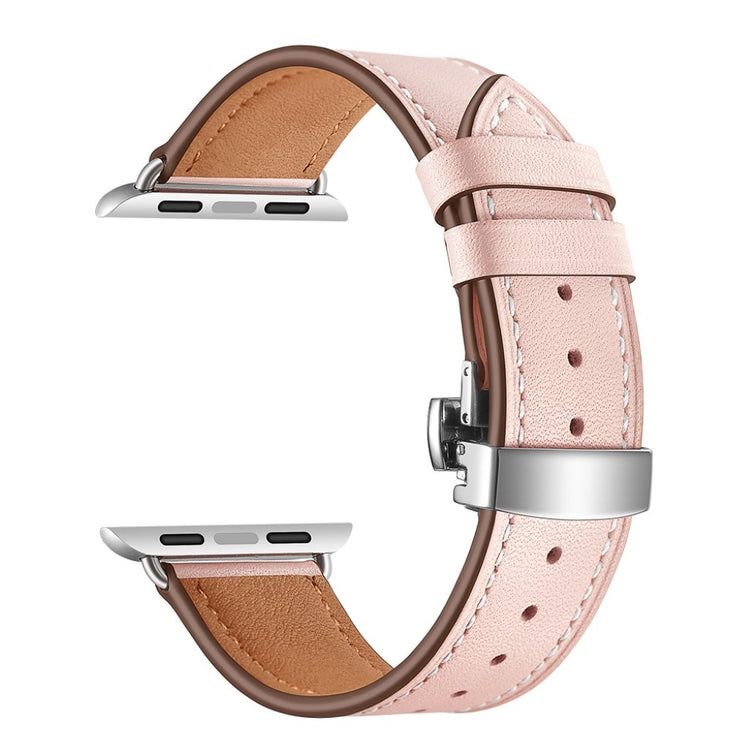  Apple Watch Series 5 44mm / Apple Watch 44mm Ægte læder Rem - Pink#serie_14
