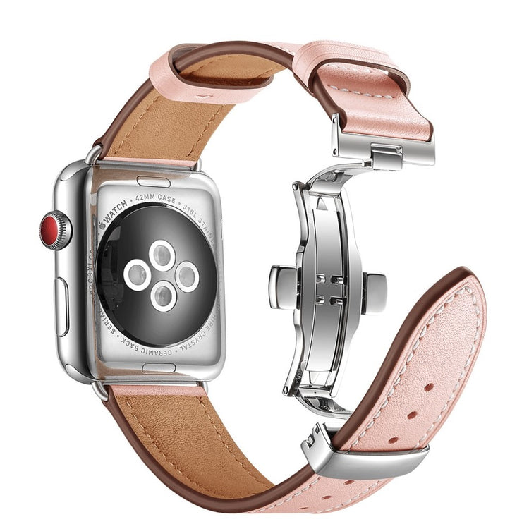  Apple Watch Series 5 44mm / Apple Watch 44mm Ægte læder Rem - Pink#serie_14