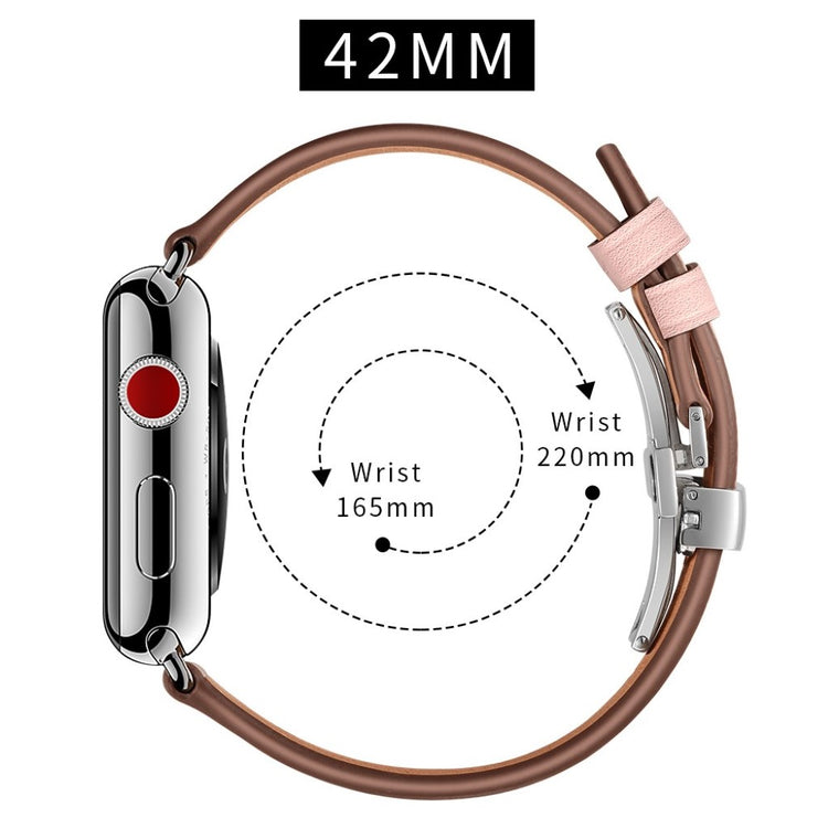  Apple Watch Series 5 44mm / Apple Watch 44mm Ægte læder Rem - Pink#serie_14