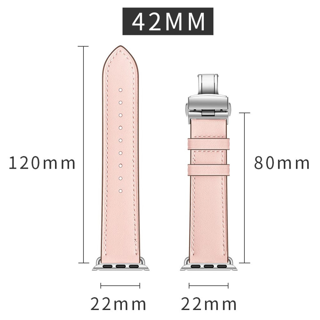  Apple Watch Series 5 44mm / Apple Watch 44mm Ægte læder Rem - Pink#serie_14
