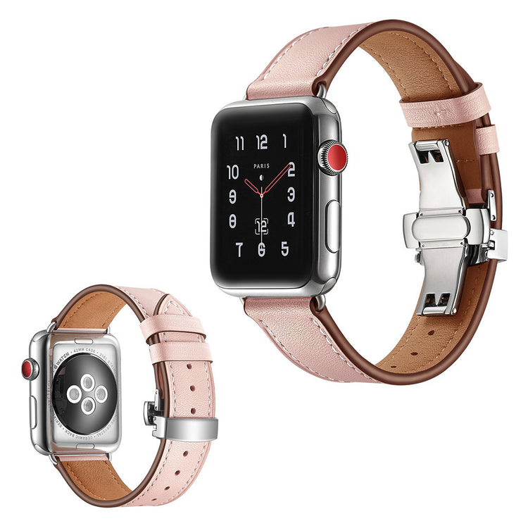  Apple Watch Series 5 44mm / Apple Watch 44mm Ægte læder Rem - Pink#serie_14