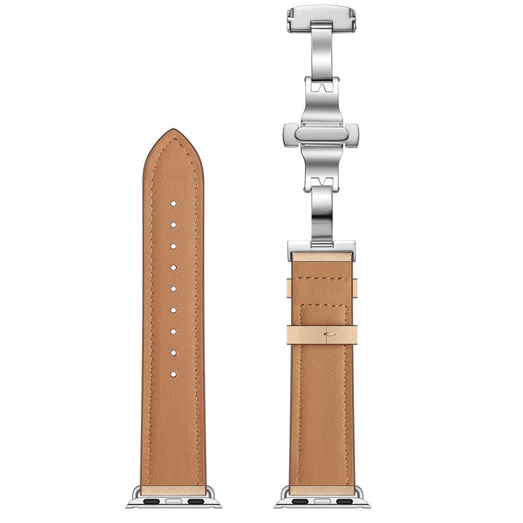 Apple Watch Series 5 44mm / Apple Watch 44mm Ægte læder Rem - Brun#serie_16