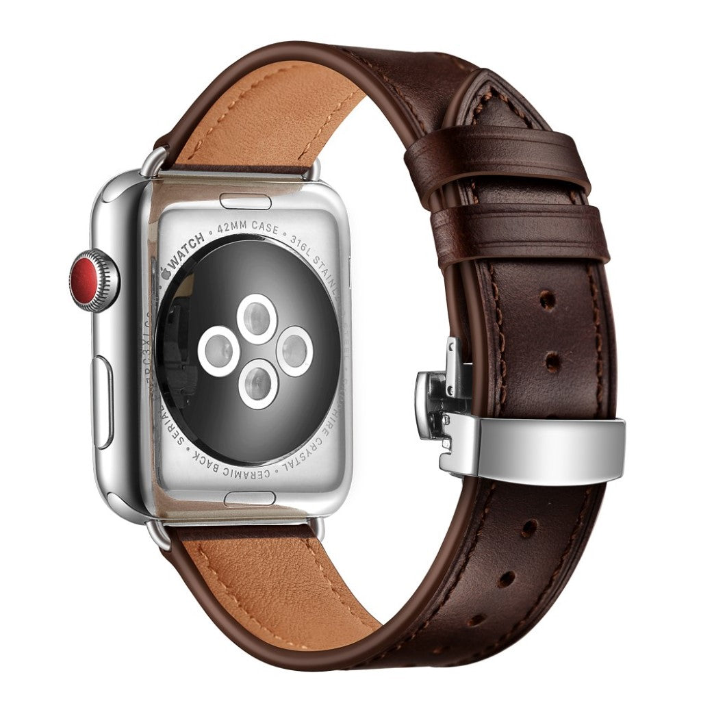  Apple Watch Series 5 44mm / Apple Watch 44mm Ægte læder Rem - Brun#serie_18