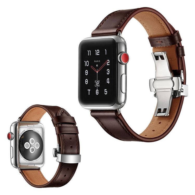  Apple Watch Series 5 44mm / Apple Watch 44mm Ægte læder Rem - Brun#serie_18
