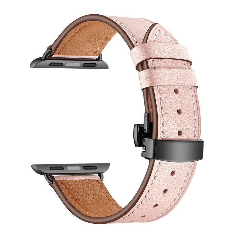 Apple Watch Series 5 44mm / Apple Watch 44mm Ægte læder Rem - Pink#serie_2
