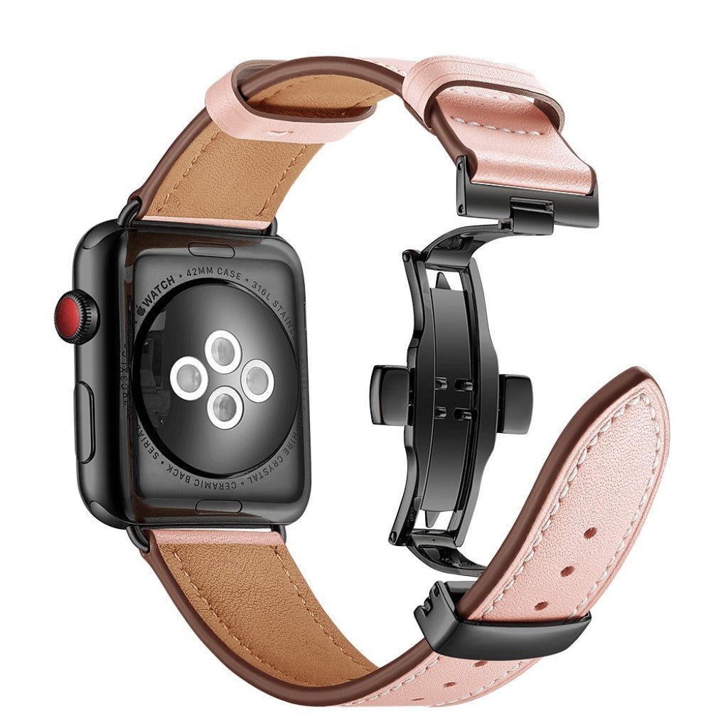  Apple Watch Series 5 44mm / Apple Watch 44mm Ægte læder Rem - Pink#serie_2