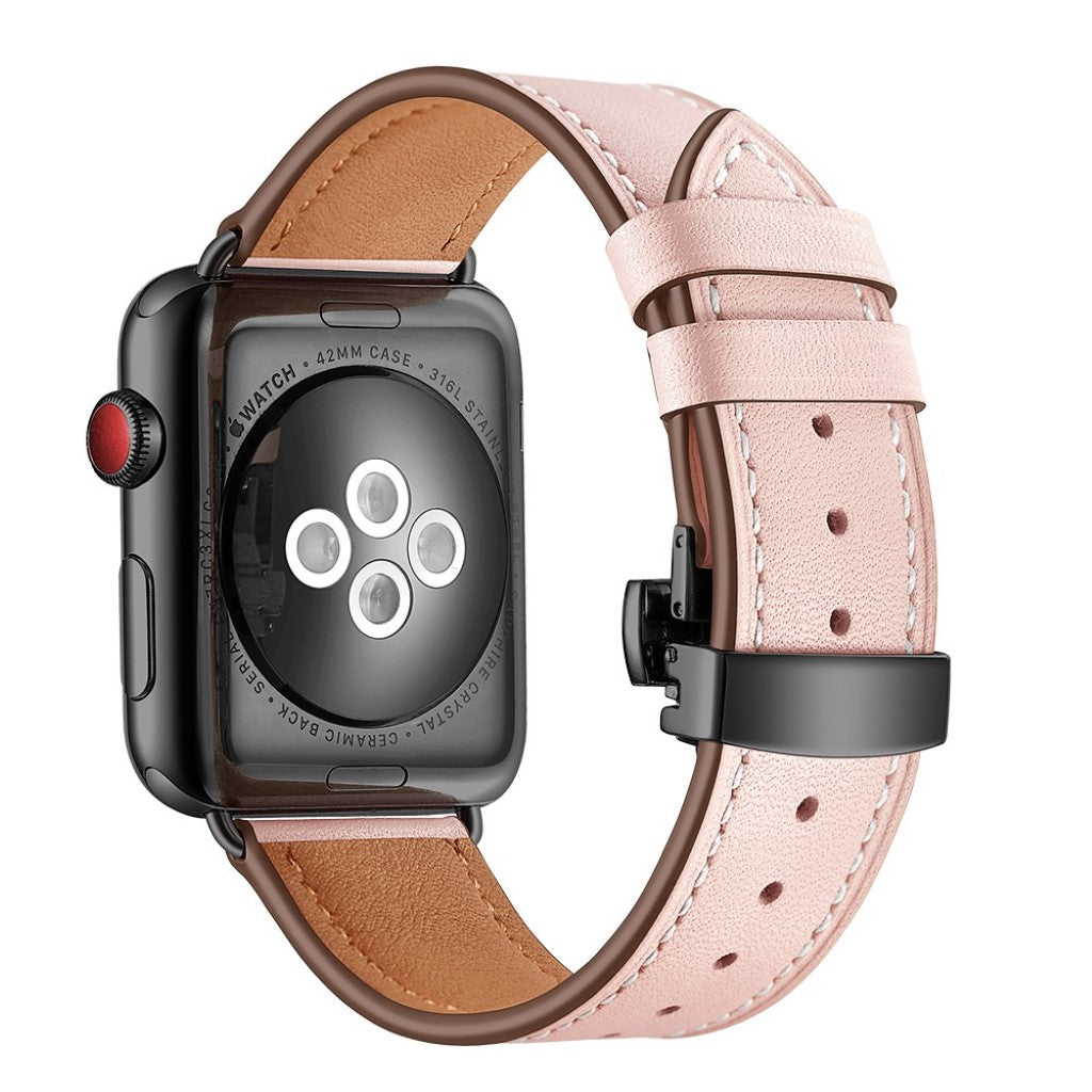  Apple Watch Series 5 44mm / Apple Watch 44mm Ægte læder Rem - Pink#serie_2