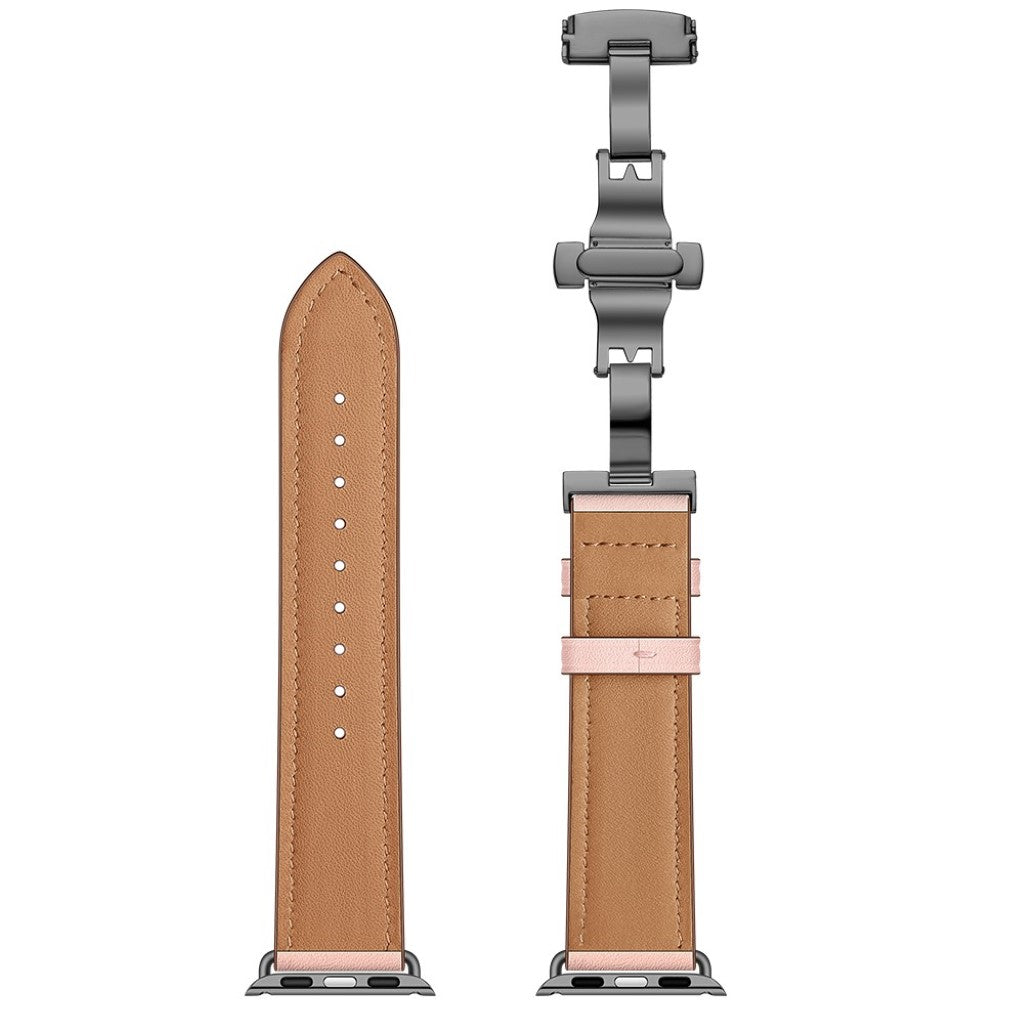  Apple Watch Series 5 44mm / Apple Watch 44mm Ægte læder Rem - Pink#serie_2