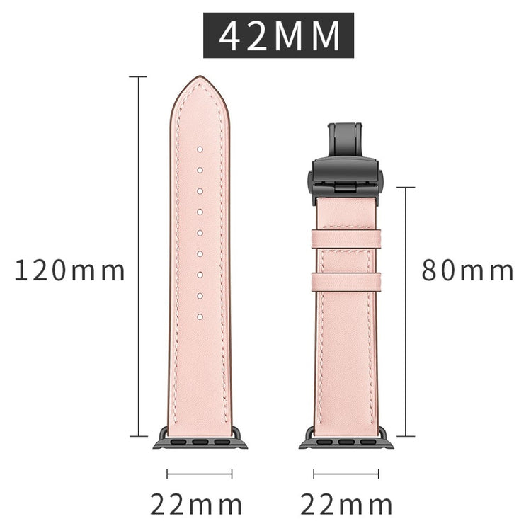  Apple Watch Series 5 44mm / Apple Watch 44mm Ægte læder Rem - Pink#serie_2