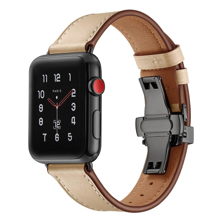  Apple Watch Series 5 44mm / Apple Watch 44mm Ægte læder Rem - Beige#serie_4