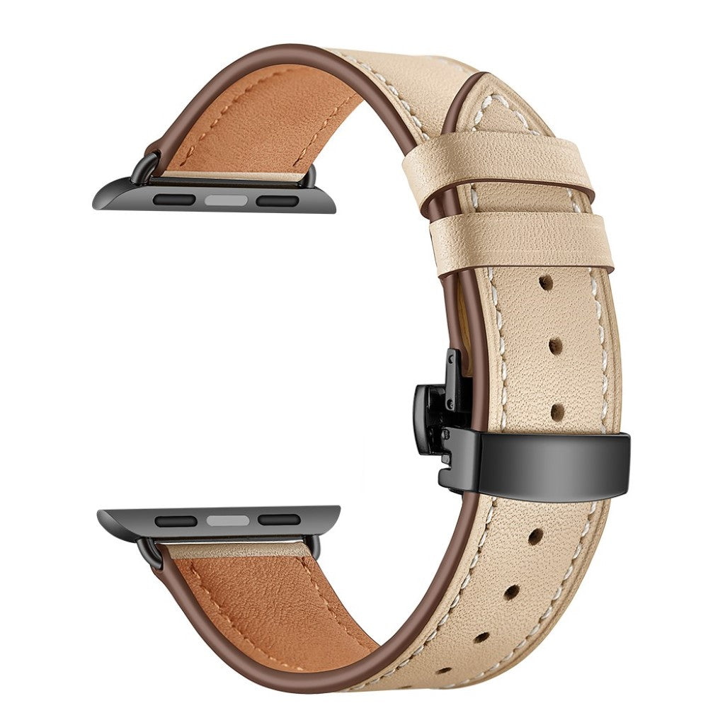  Apple Watch Series 5 44mm / Apple Watch 44mm Ægte læder Rem - Beige#serie_4