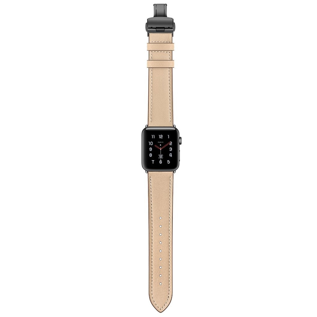  Apple Watch Series 5 44mm / Apple Watch 44mm Ægte læder Rem - Beige#serie_4
