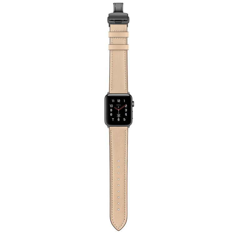  Apple Watch Series 5 44mm / Apple Watch 44mm Ægte læder Rem - Beige#serie_4