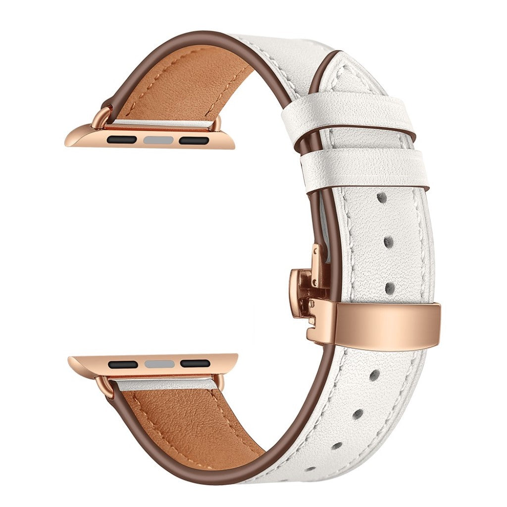  Apple Watch Series 5 44mm / Apple Watch 44mm Ægte læder Rem - Hvid#serie_7