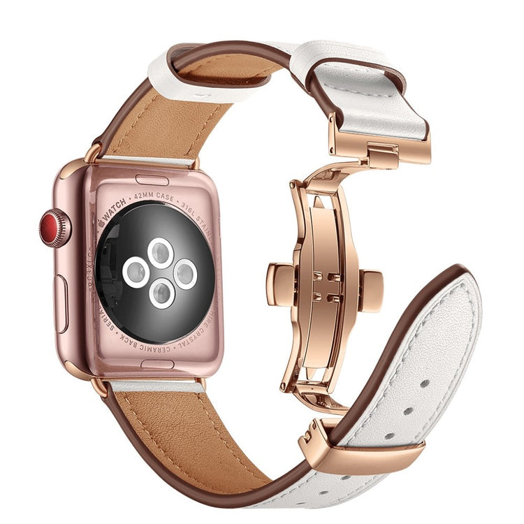  Apple Watch Series 5 44mm / Apple Watch 44mm Ægte læder Rem - Hvid#serie_7