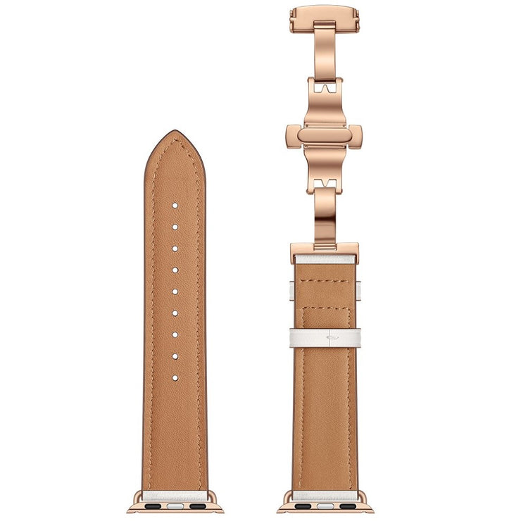  Apple Watch Series 5 44mm / Apple Watch 44mm Ægte læder Rem - Hvid#serie_7