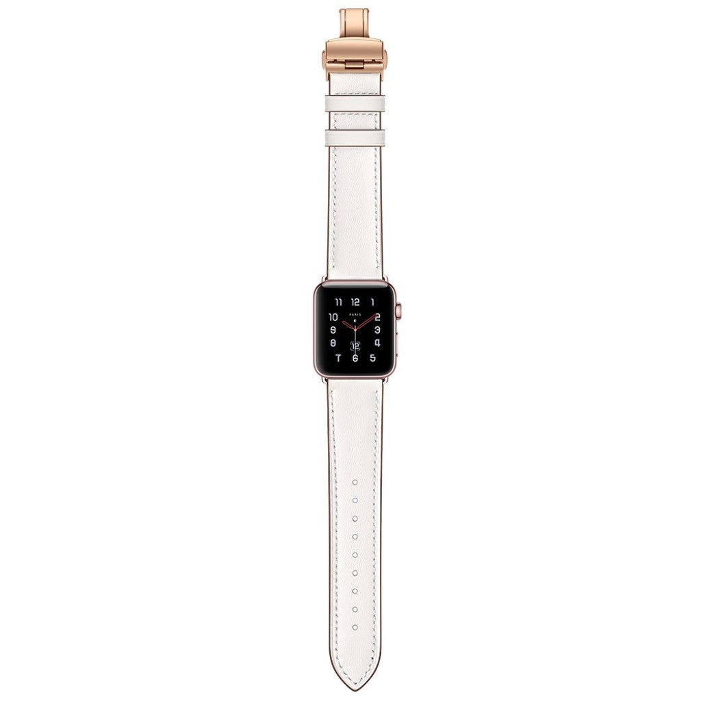  Apple Watch Series 5 44mm / Apple Watch 44mm Ægte læder Rem - Hvid#serie_7