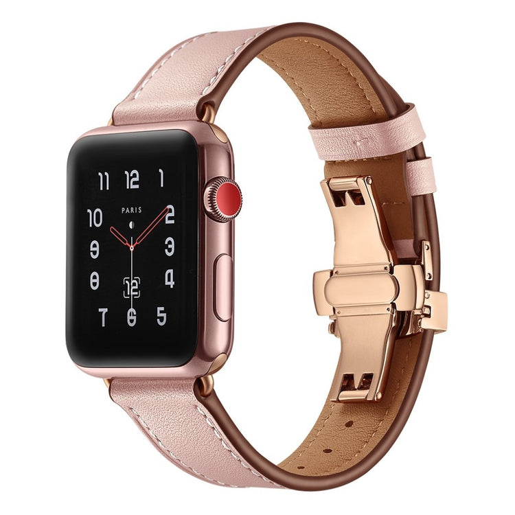  Apple Watch Series 5 44mm / Apple Watch 44mm Ægte læder Rem - Pink#serie_8