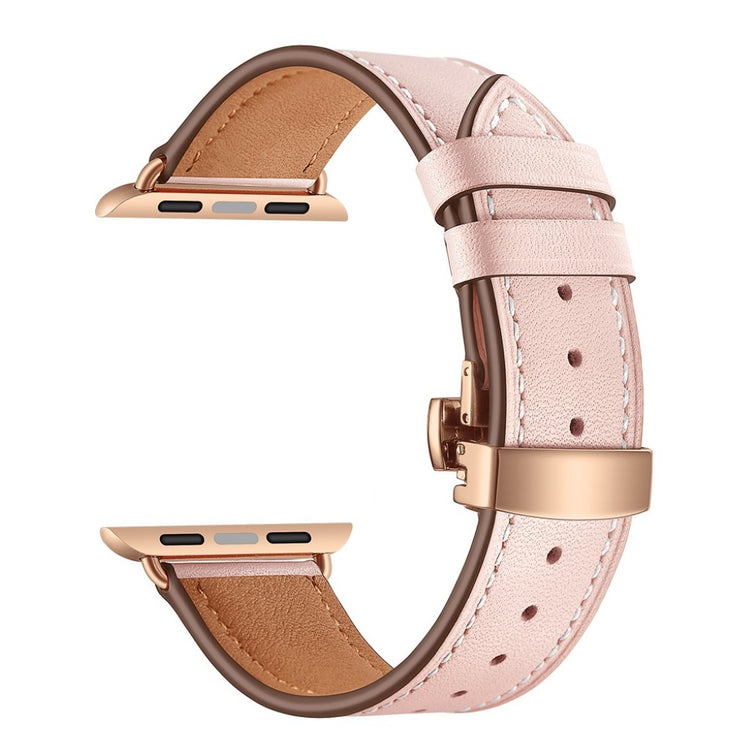  Apple Watch Series 5 44mm / Apple Watch 44mm Ægte læder Rem - Pink#serie_8