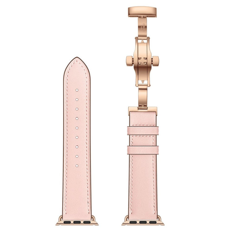  Apple Watch Series 5 44mm / Apple Watch 44mm Ægte læder Rem - Pink#serie_8
