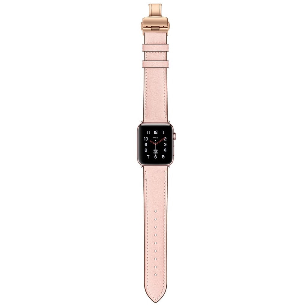  Apple Watch Series 5 44mm / Apple Watch 44mm Ægte læder Rem - Pink#serie_8