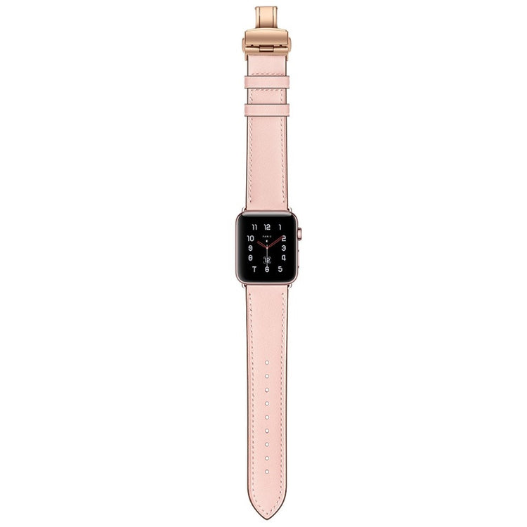  Apple Watch Series 5 44mm / Apple Watch 44mm Ægte læder Rem - Pink#serie_8