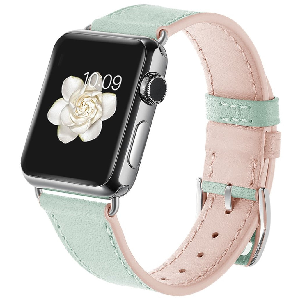  Apple Watch Series 5 44mm / Apple Watch 44mm Ægte læder Rem - Grøn#serie_1