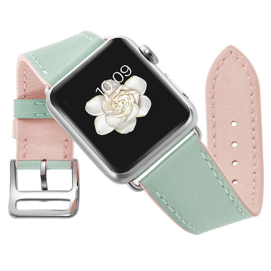  Apple Watch Series 5 44mm / Apple Watch 44mm Ægte læder Rem - Grøn#serie_1