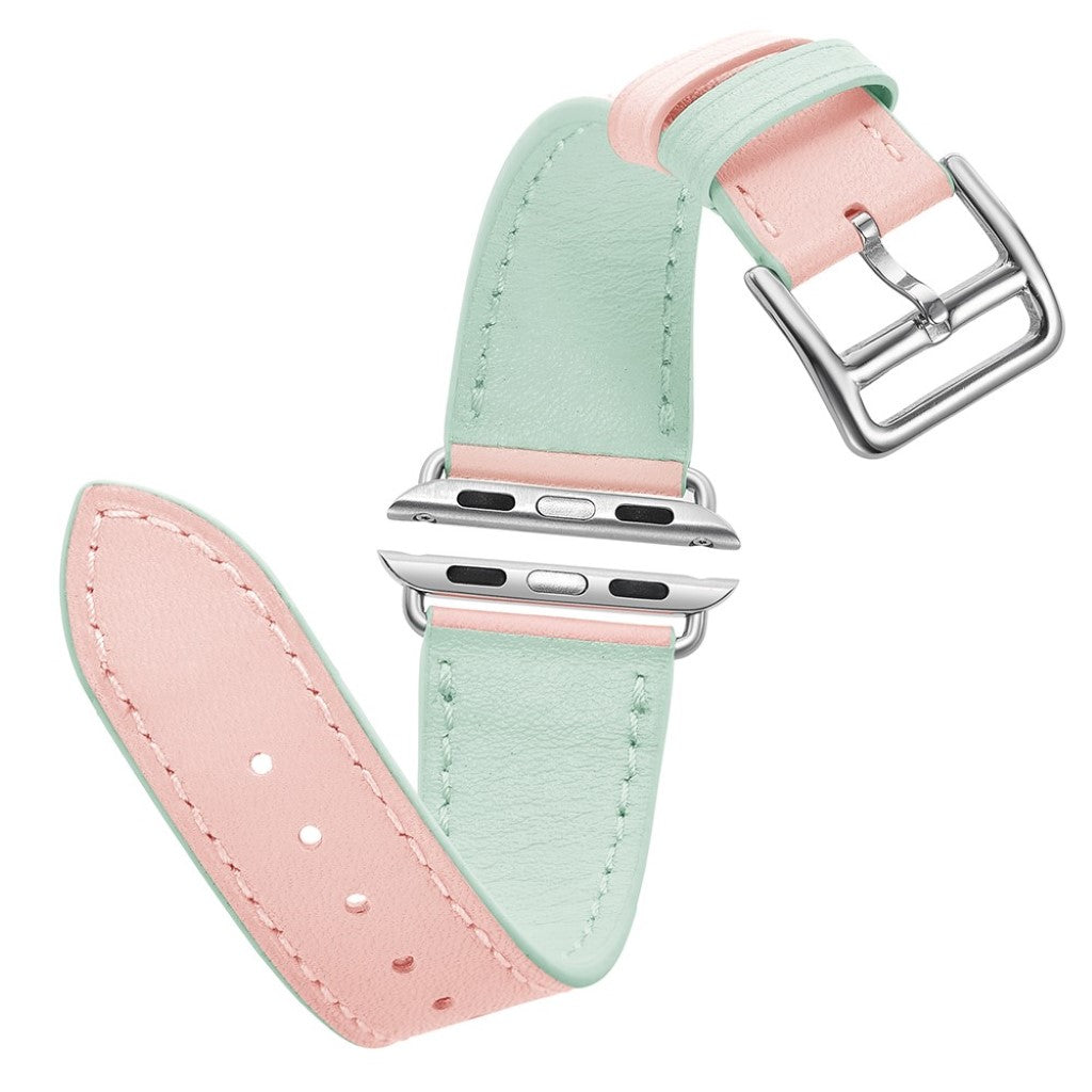  Apple Watch Series 5 44mm / Apple Watch 44mm Ægte læder Rem - Pink#serie_2