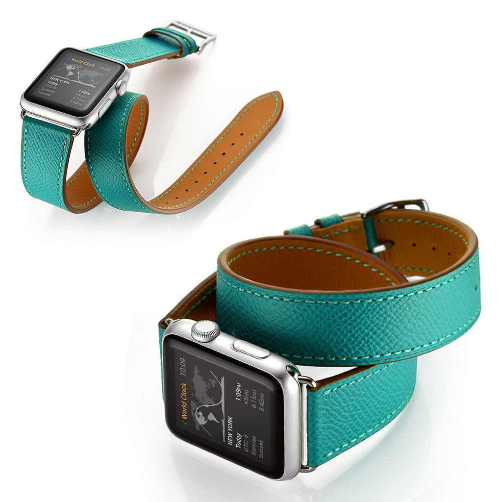  Apple Watch Series 5 44mm / Apple Watch 44mm Ægte læder Rem - Grøn#serie_1